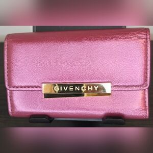 Givenchy Burgundy Leather 5-Key Holder w/ Gold Logo Hardware